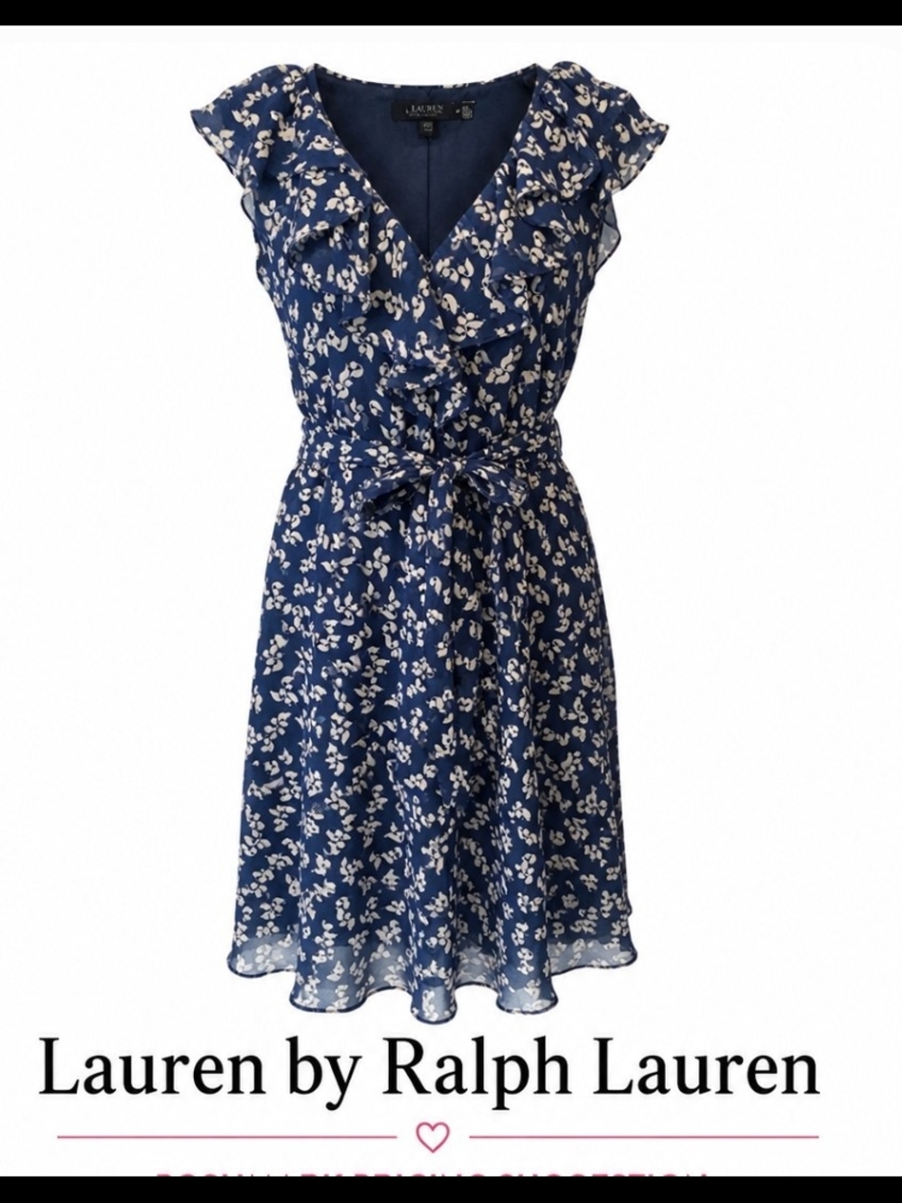 Lauren Ralph Lauren Navy Floral Tie-Waist Dress